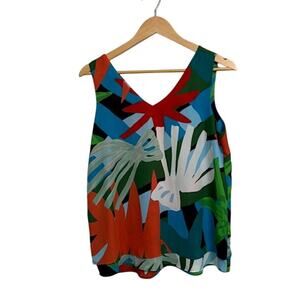 NWT ANN TAYLOR Tropical V-neck Tank Top Blouse | S